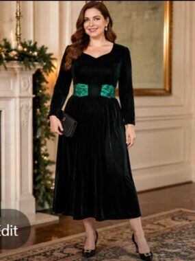 Vintage Talbots Maggy Boutique Emerald Velvet Maxi Dress Size 10